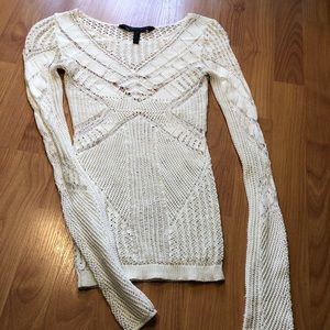 Semi Sheer knit body contouring stretch long sleeve